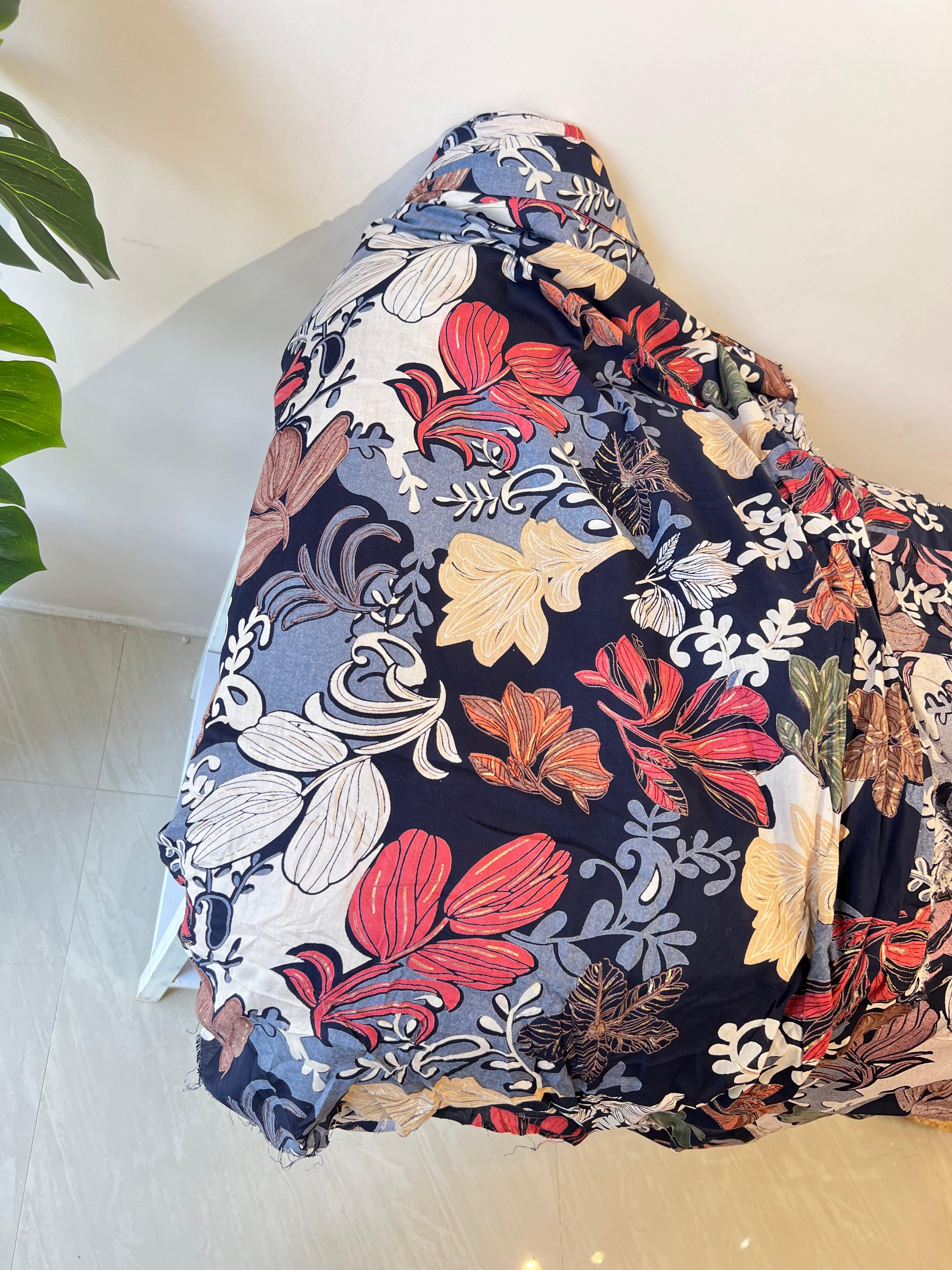 RYF 86 RAYON BLUE SOFT BIG WIDTH FOIL PRINT