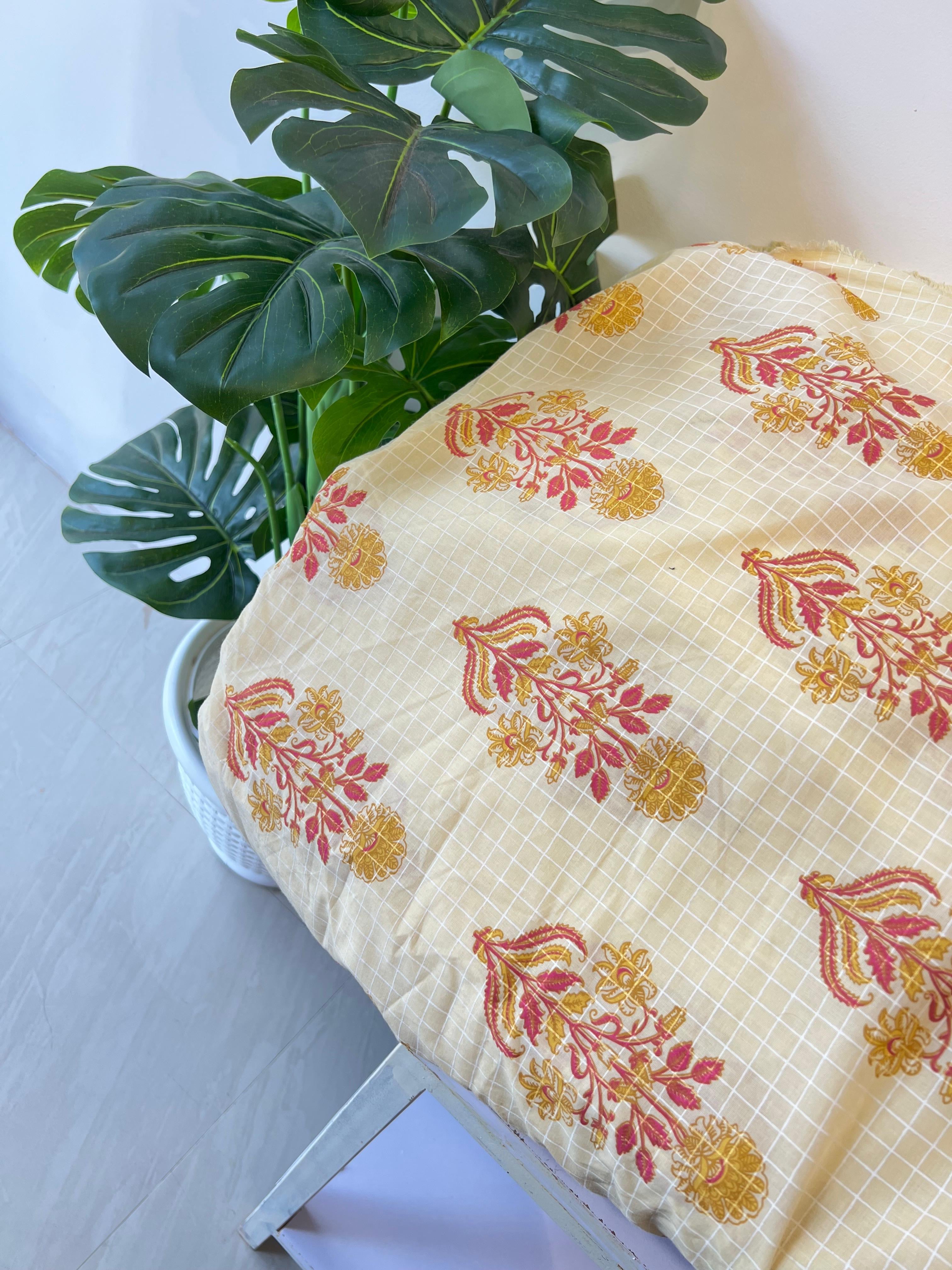 CT 101 CHECK CREAM COTTON