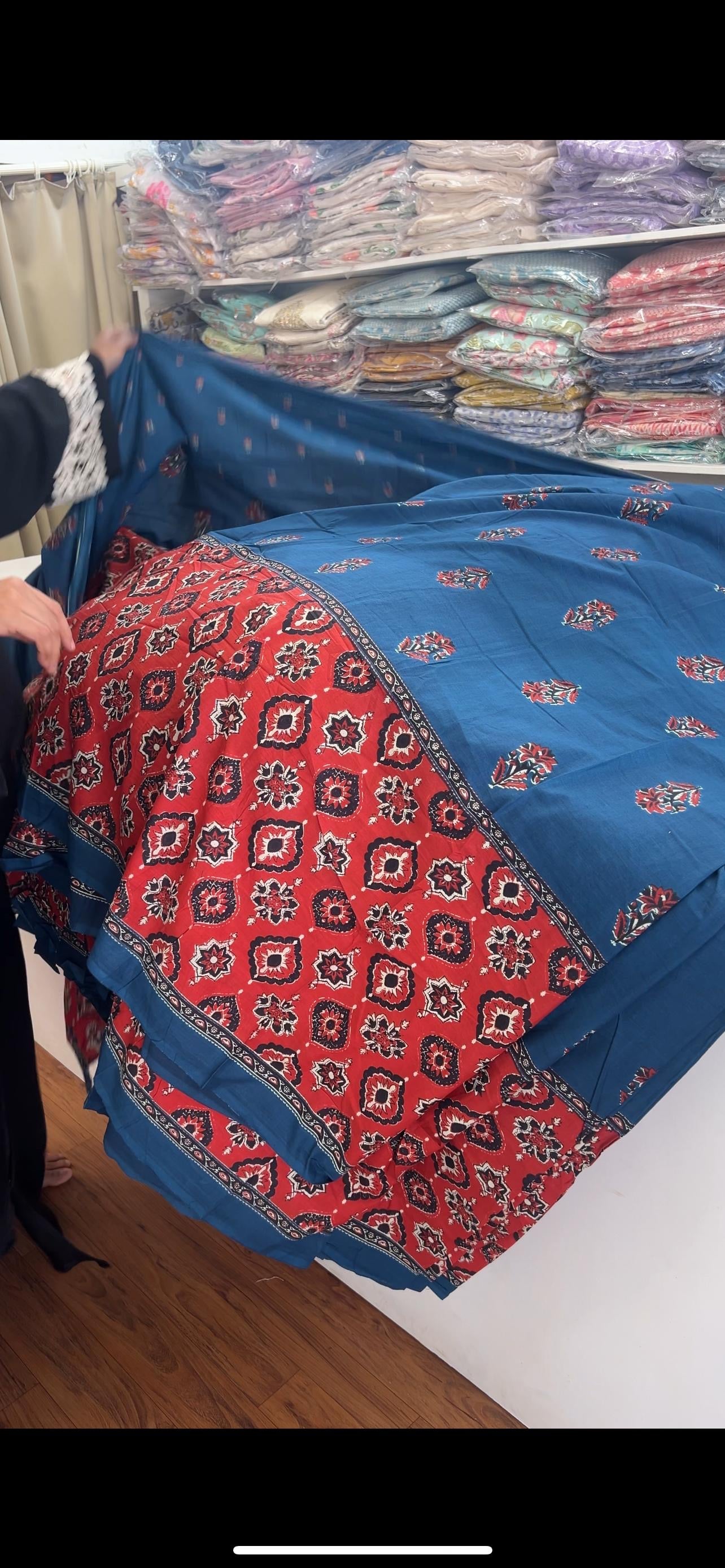 AJRAKH BLUE BORDER COTTON