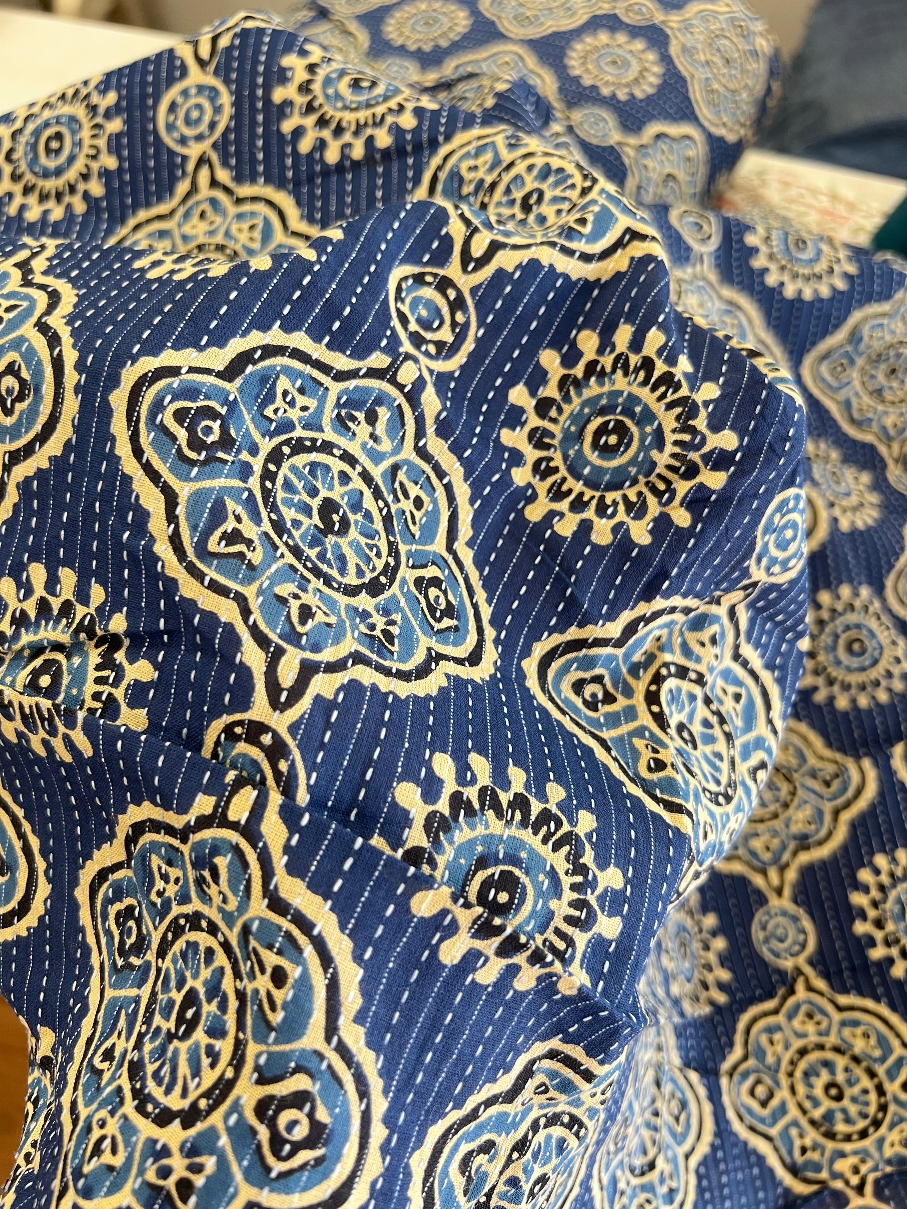 BLUE AJRAKH KANTHA COTTON