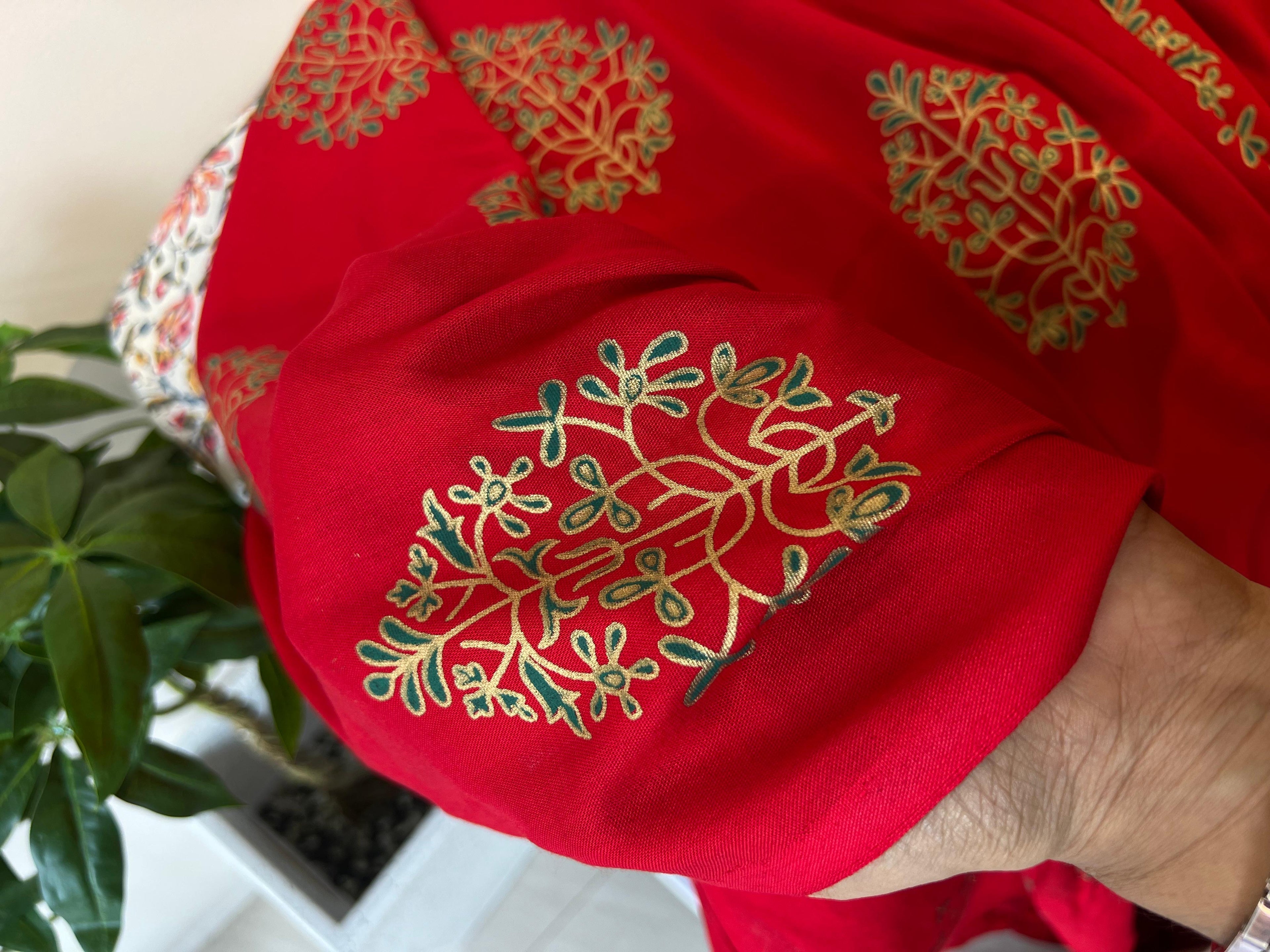 RED RAYON FOIL PRINT