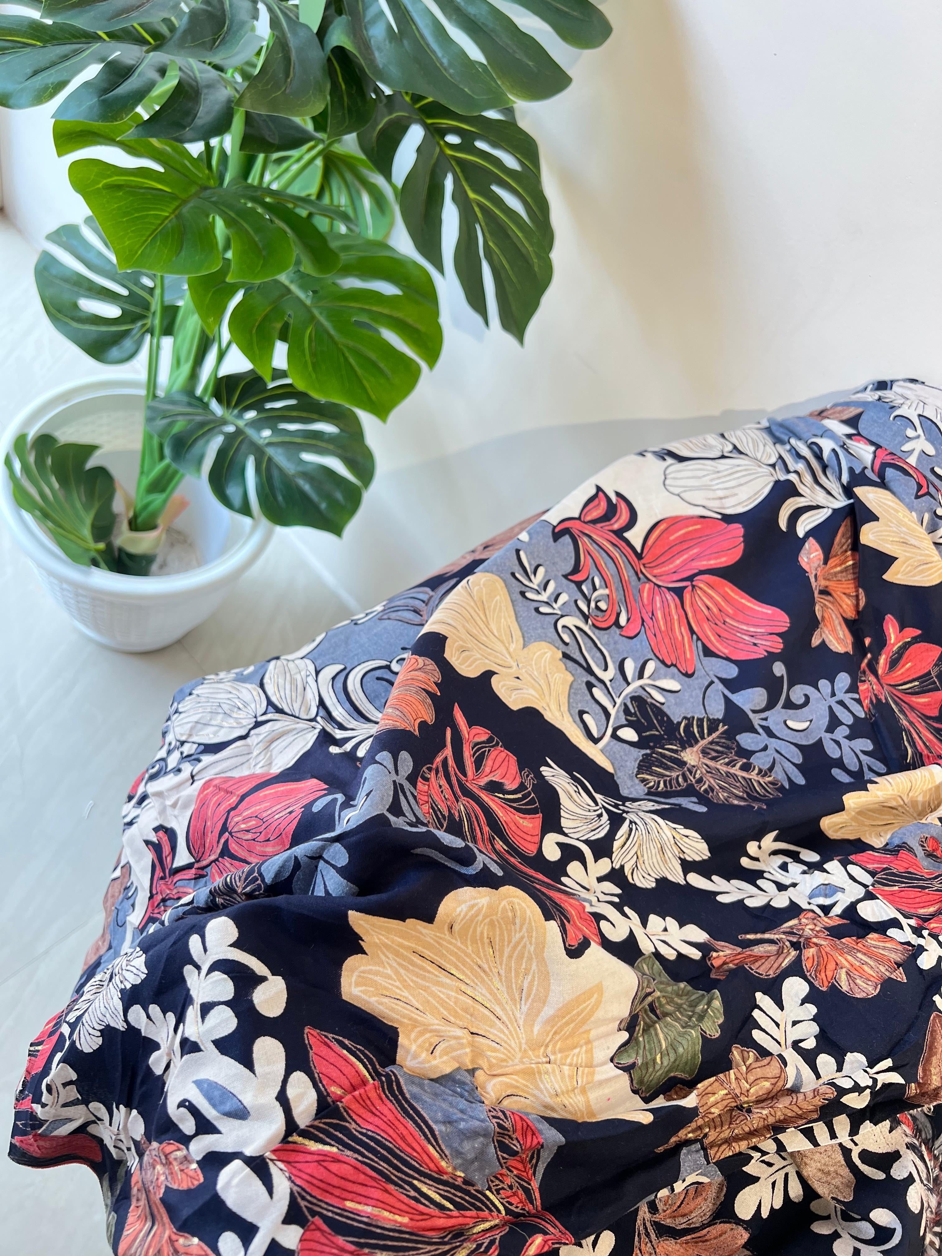 RYF 86 RAYON BLUE SOFT BIG WIDTH FOIL PRINT