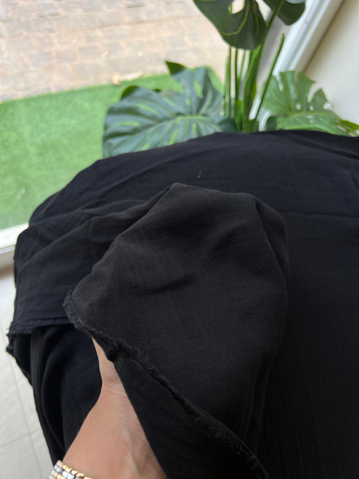 258 DOUBLE MUSLIN COTTON BLACK
