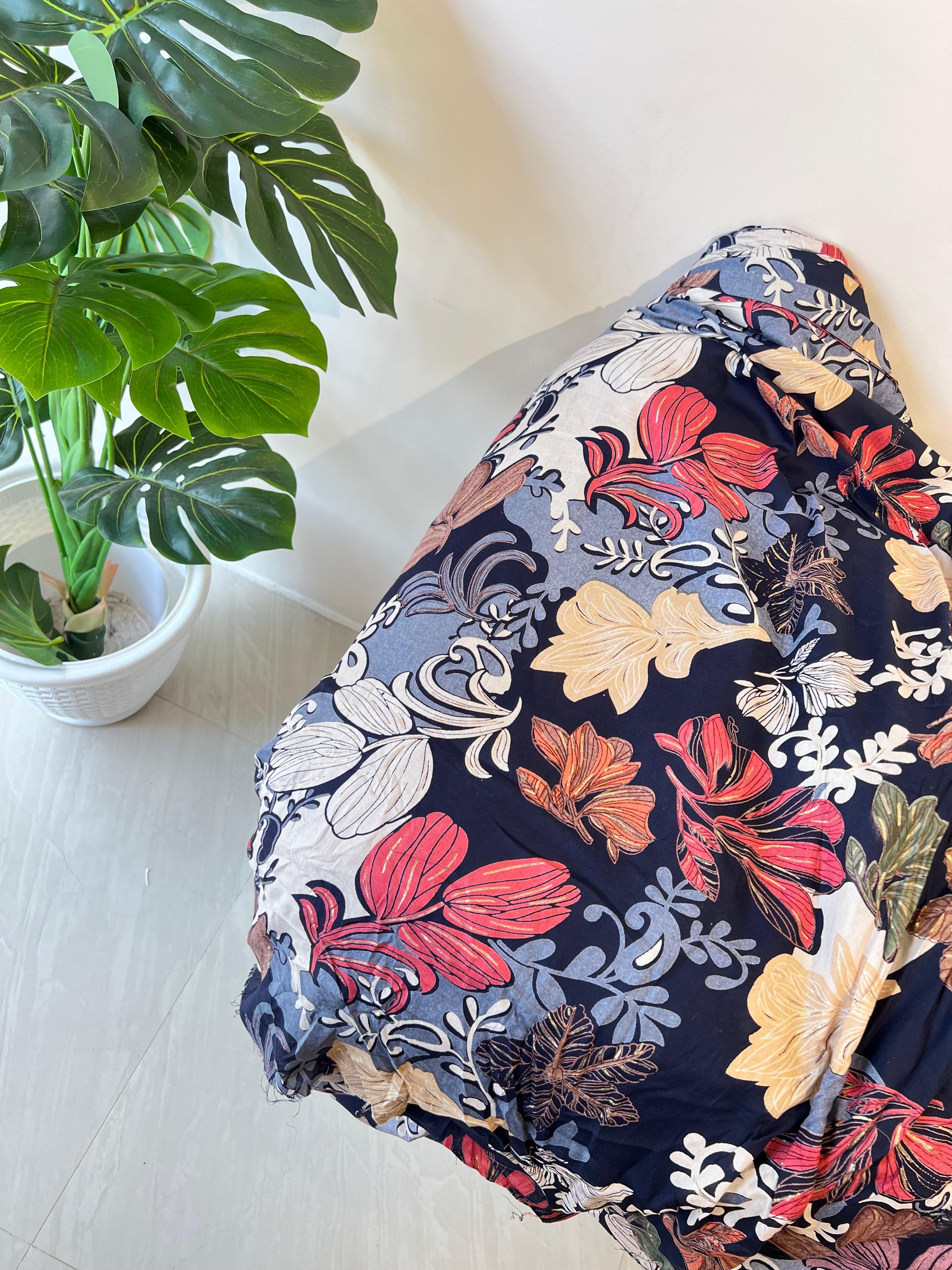 RYF 86 RAYON BLUE SOFT BIG WIDTH FOIL PRINT