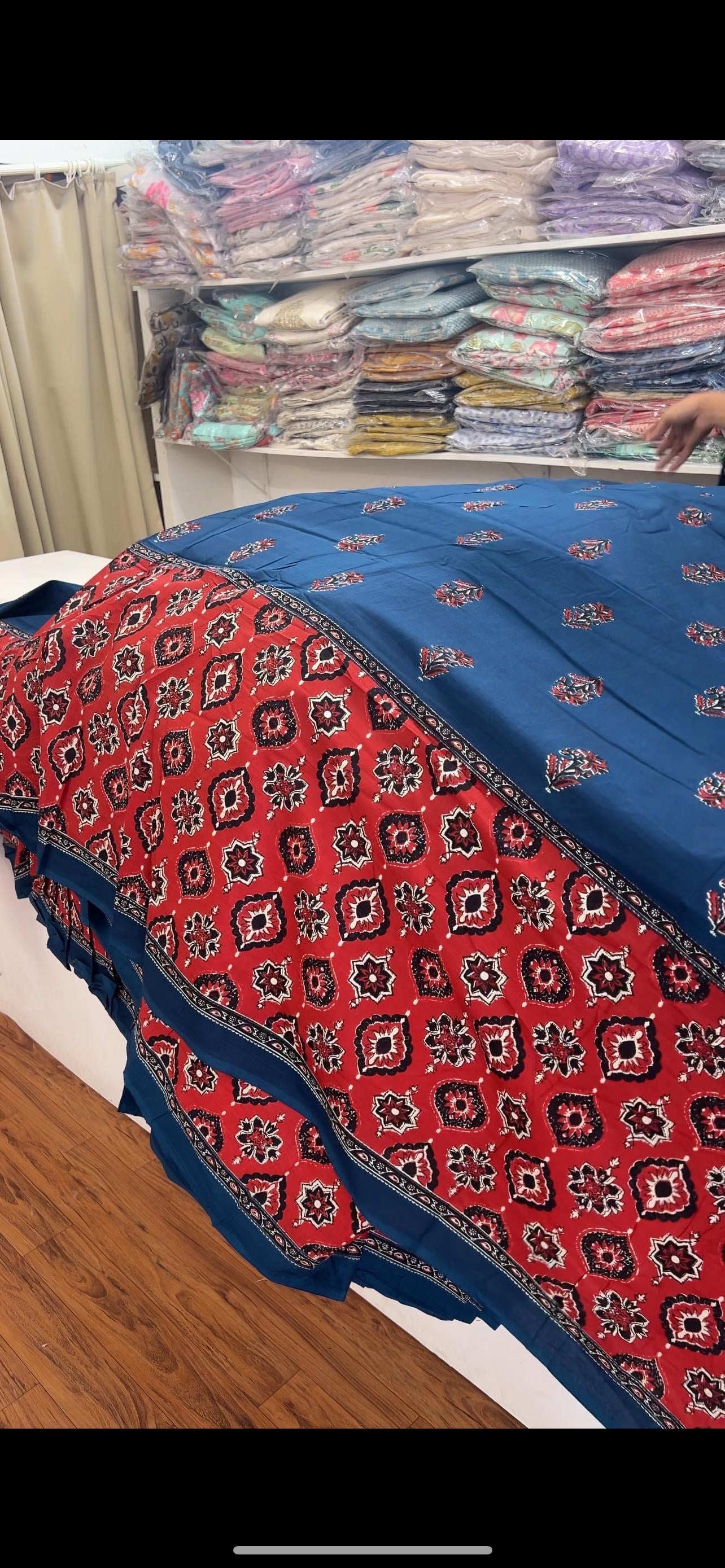 AJRAKH BLUE BORDER COTTON