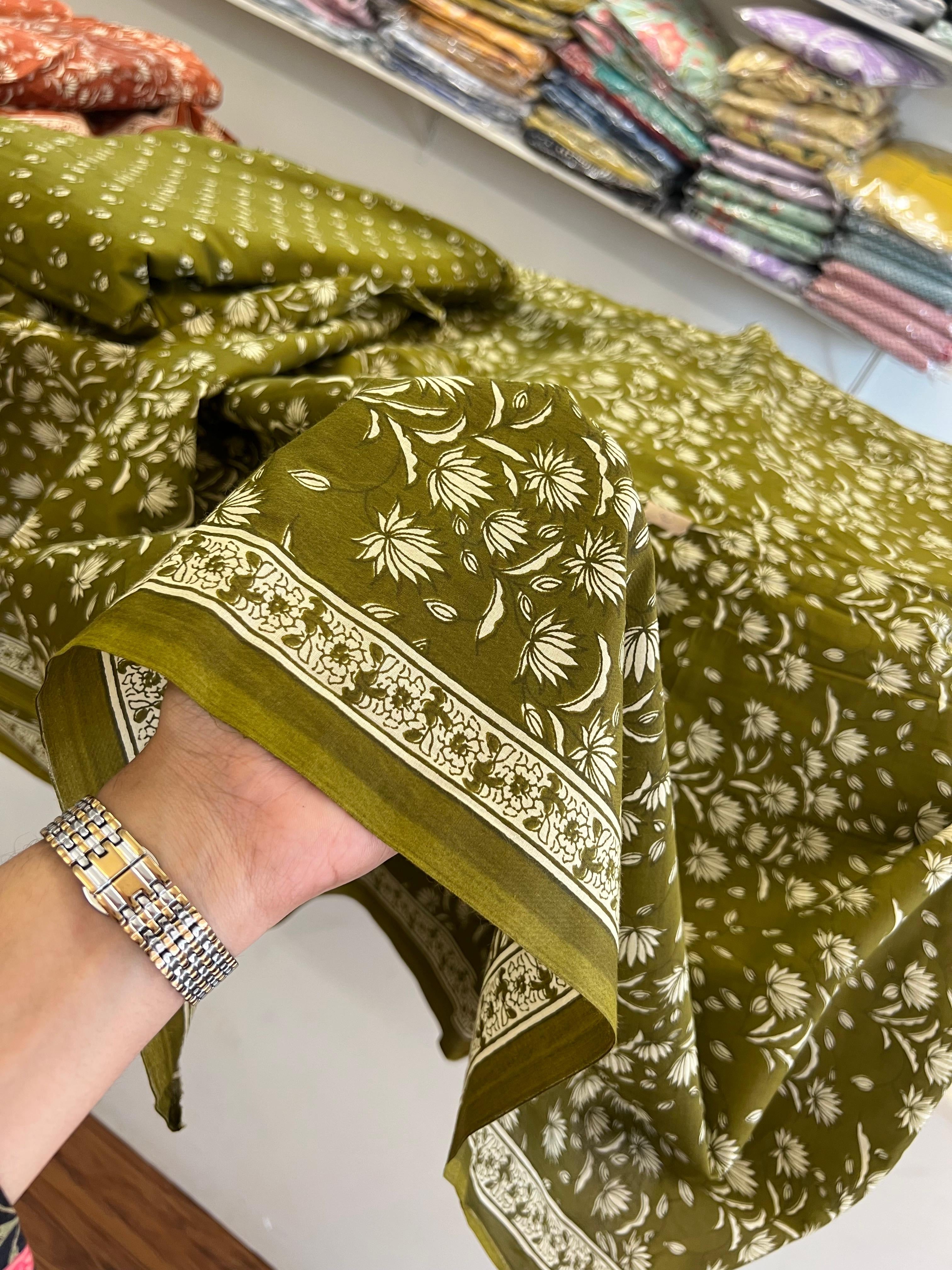 PRINTED COTTON 3 GREEN TOP